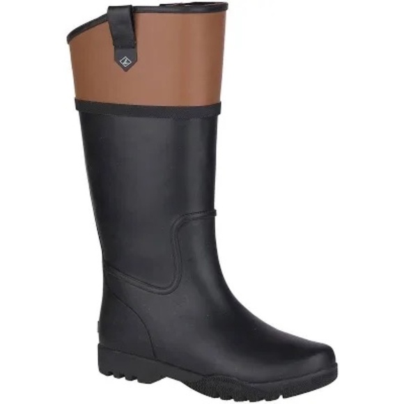 Sperry Women’s Nellie Kate Waterproof Rain Boots Black Brown Size 6 - Picture 1 of 7
